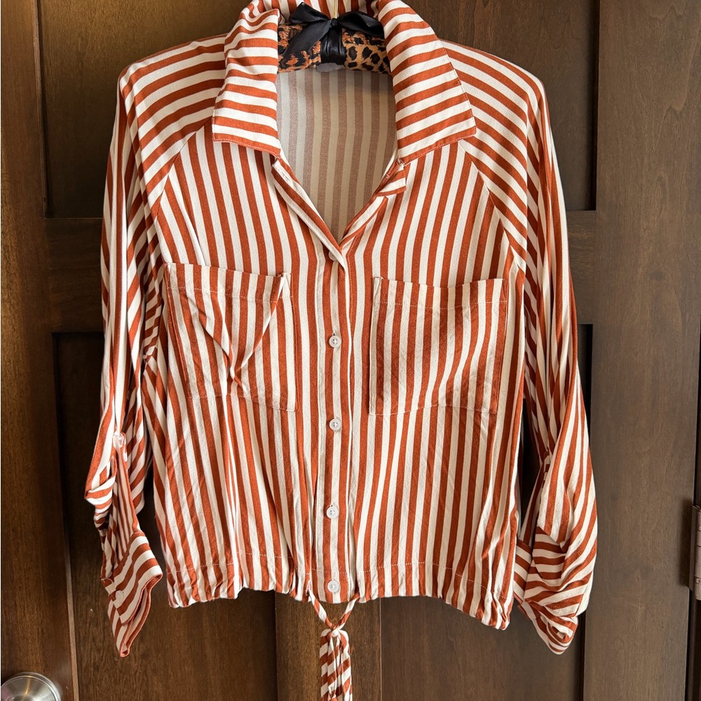 LNA Clothing Alpine Drawstring Button Down Top